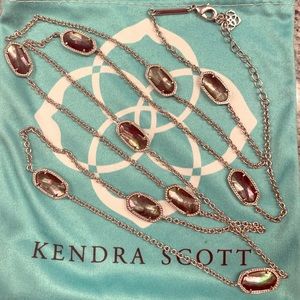 Kendra Scott long silver tone w/gray smoky stone